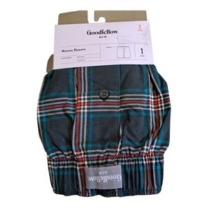 Goodfellow & Co Mens' Plaid Boxers, Tag Free,Green/Red Plaid, Size S (28/30)